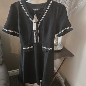 Zara Black Mini Dress with Chain Accents
